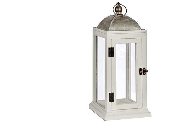 FAROL MADERA BLANCA 18,5 x 18,5 x 42 cm. * 78730