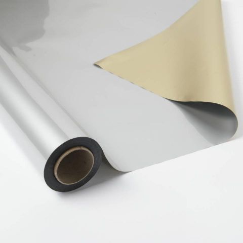 PAPEL CELOFAN COBLE CARA ORO/PLATA *70CMS X 50M