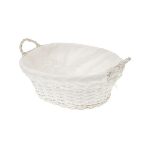 CESTO OVALADO BLANCO CON FORRO  36x29x15cm *61824