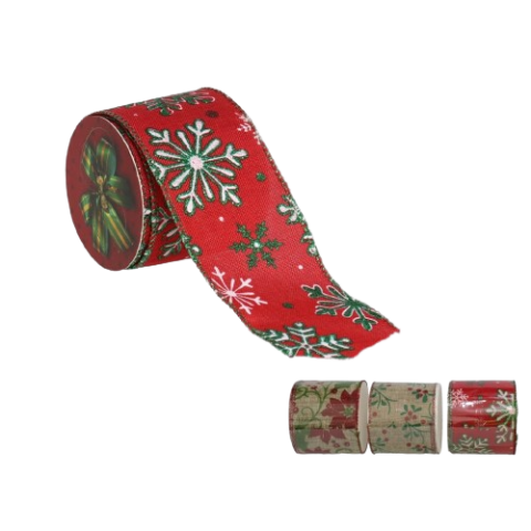 CINTA NAVIDAD FLORAL 6.3X 2.7MT 3STD *002989