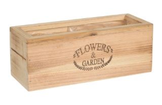 MACETERO MADERA RECTANGULAR FLOWER *12898