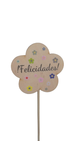 PICK DECORATIVO MADERA * FELICIDADES