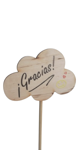 PICK DECORATIVO MADERA * GRACIAS! EMOTICONO