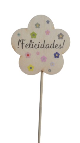 PICK DECORATIVO MADERA * FELICIDADES