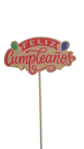 PICK DECORATIVO MADERA *FELIZ CUMPLEAÑOS