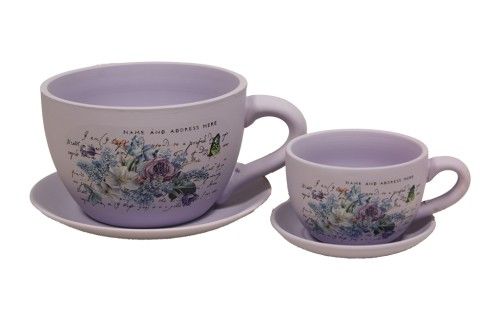 JUEGO 2 TAZA MACETERO LILA 32152