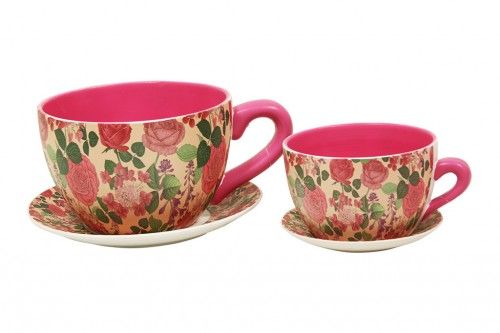 JUEGO 2 TAZAS PINK FLOWERS *78676