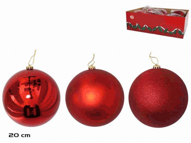 BOLA DE NAVIDAD ROJA 20CM 3 SURTIDOS 55377