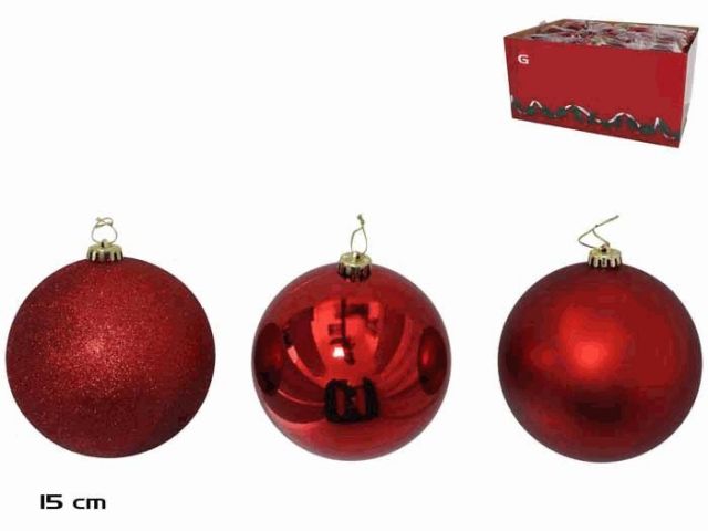 BOLA DE NAVIDAD ROJA 15CM 3SDT *355124