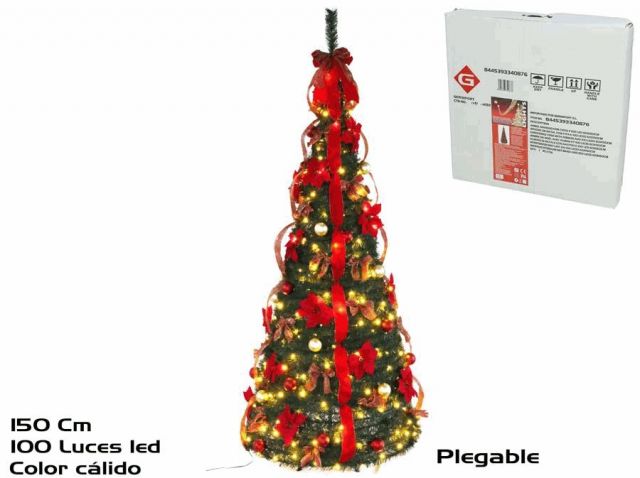 ÁRBOL NAVIDAD CON CINTA Y 100 LED 150CM *340876