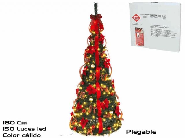 ÁRBOL NAVIDAD CON CINTA Y 150 LED 180CM  *340883